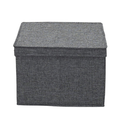 Household Essentials Square Fabric Storage Bins with Lids, Graphite, Set of 2