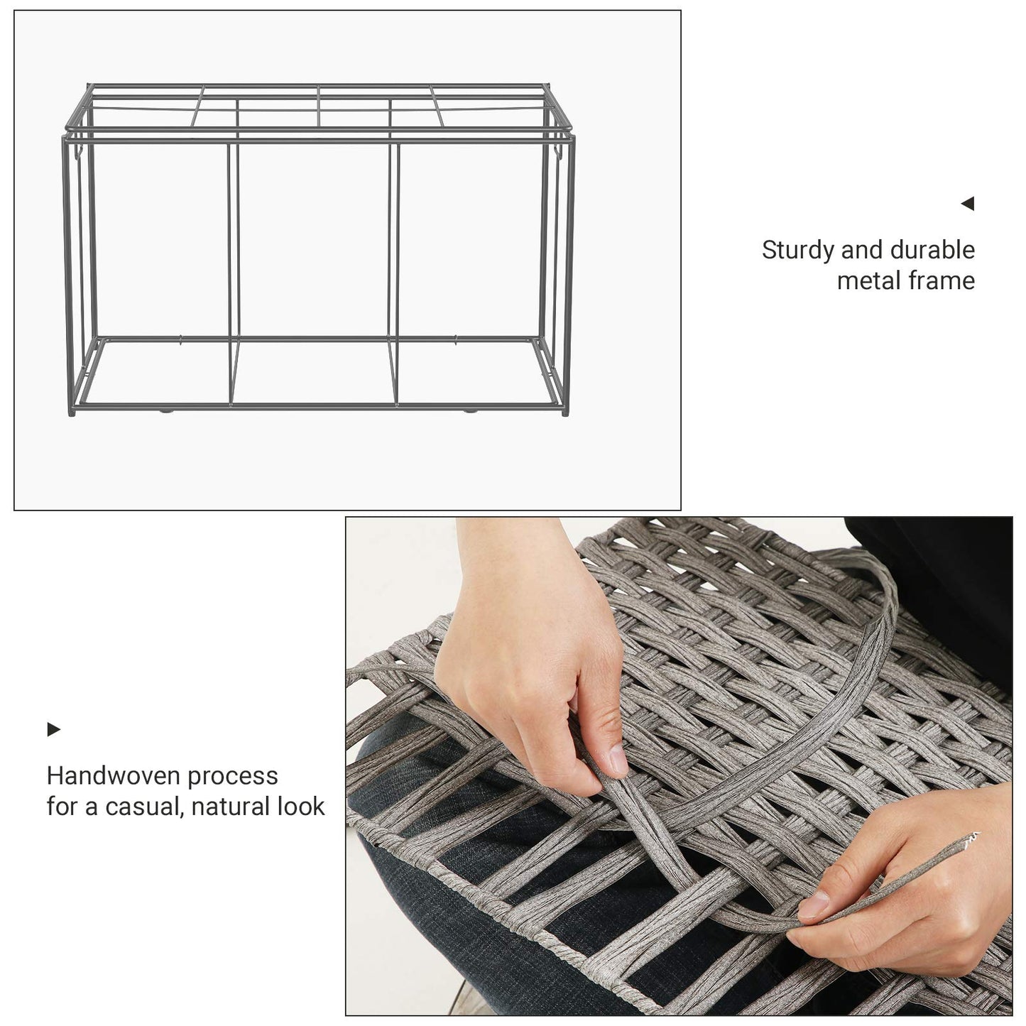SONGMICS Storage Basket with Lid, Woven Blanket Storage Bin with Handles, Foldable, Removable