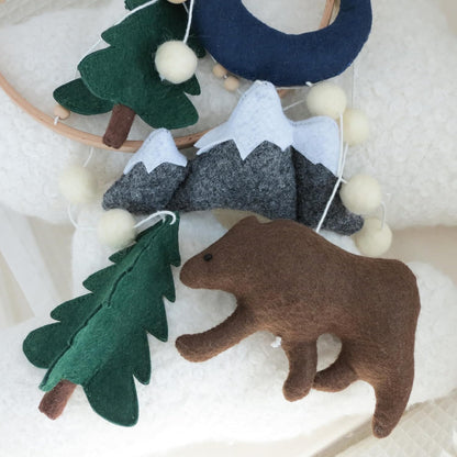 Woodland Mobile for Crib Bear Baby Mobile for Crib Woodland Crib Mobile for Boys Girls Forest Baby Nursery Mobile for Bassinet