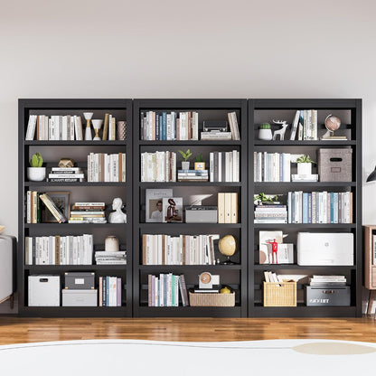 Bookshelf, 5 Tier Metal Bookshelf, 69" H Tall Bookcase with Adjustable Shelves, Large Industrial Bookshelves for Living Rooms, Home Offices, Library, 10 Minutes Assemble