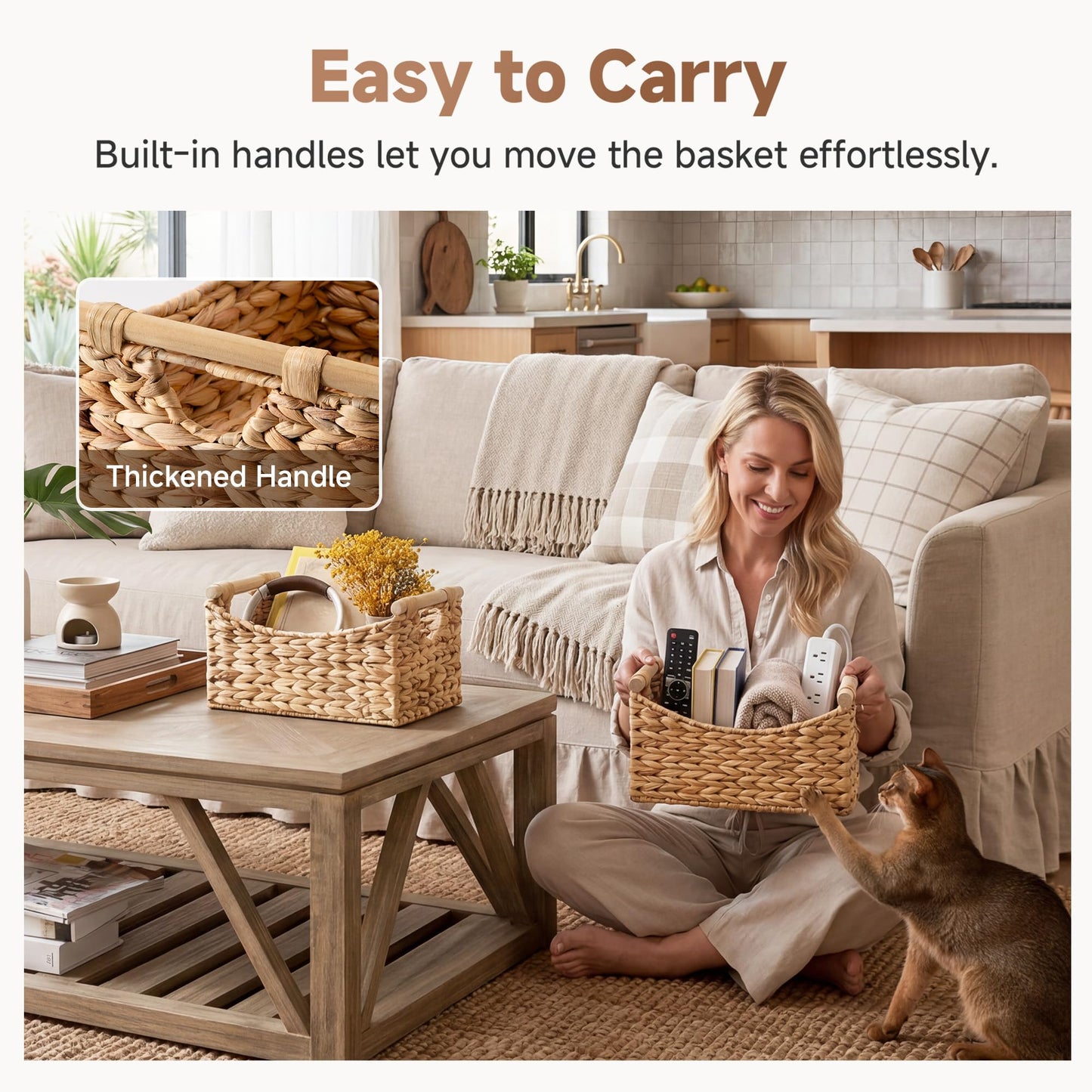 StorageWorks Wicker Baskets with Handles, Woven Baskets for Storage, 2-Pack