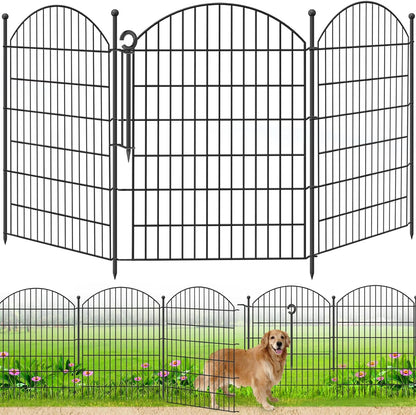 Decorative Garden Fence 40in (H) x24ft (L), 10 Pack No Dig Fence Animal Barrier for Dog with Lock, Arched Flower Bed Edging, Wire Border Panel Fencing for Yard Patio Outdoor Decor