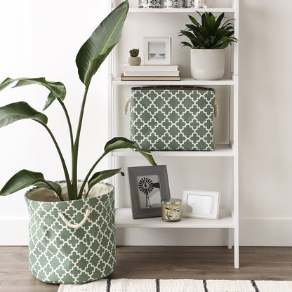 DII Polyester Container with Handles, Lattice Storage Bin, Medium, Artichoke