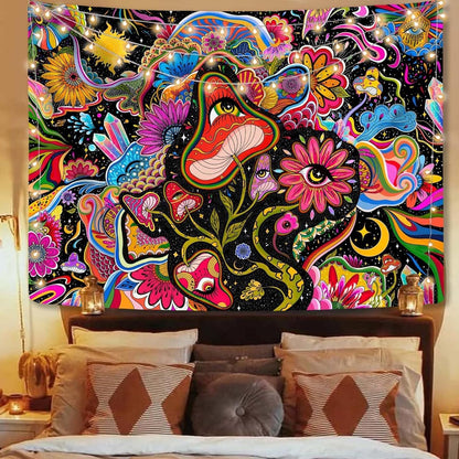Lunerfex Mushroom Tapestry Pink Flowers Tapestry for Bedroom Aesthetic Tapestries Cute Floral Tapestries Wall Hanging for Bedroom and Living Room Decor Pink Flowers 50×60 Inches