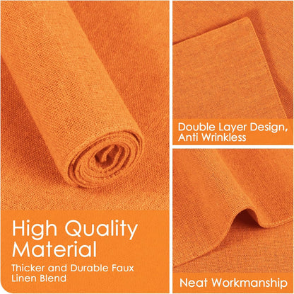 MANSPHIL Orange Cloth Placemats Set of 4, Washable Thick Faux Linen Place Mats Heat Resistant Double Layer Table Mats for Dining Kitchen, 13x19 Inch