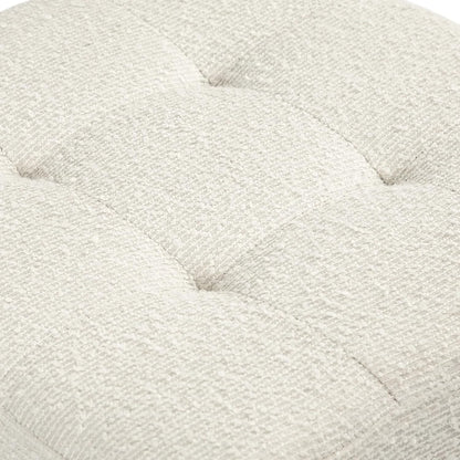 Adeco 18 Inch High Cube Ottoman Storage, Linen Chair Foot Stools, Upholstered Vanity Stool with Hinged Lid, Solid Wood Legs (White Circle Yarn)