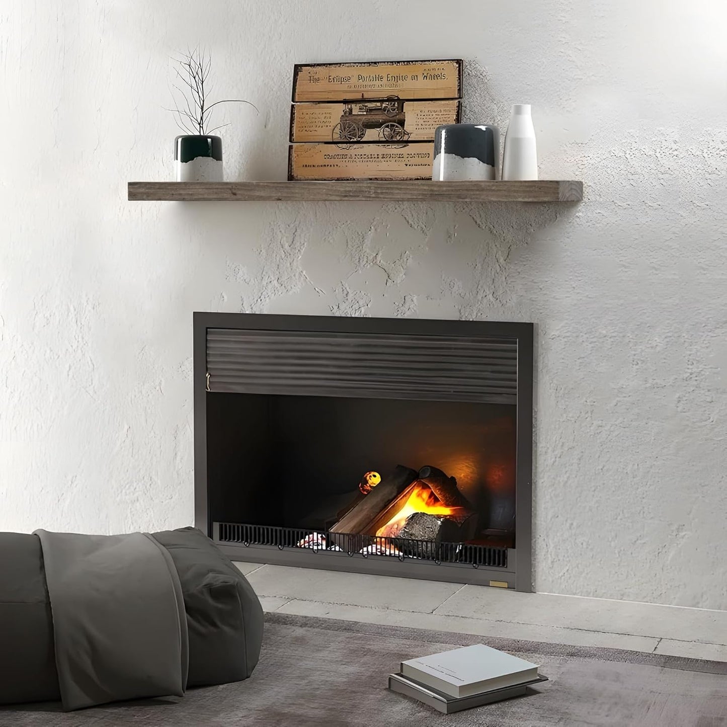 Floating Shelves | 8" Deep Rustic Reclaimed Barnwood Wall Hanging Shelves with Invisible Heavy-Duty Metal Bracket | Wall Mounted | Farmhouse Style | 36 inches, 2 PCs, Distressed Grey