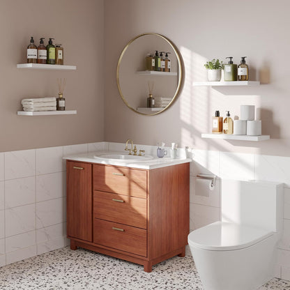 16’’White Floating Shelves for Wall Set of 4,Rustic Wood Shelf for Room Decor/Storage/Display,Small Bookshelf,Wall Mounted Hanging Shelves for Bedroom, Bathroom, Living Room, Kitchen