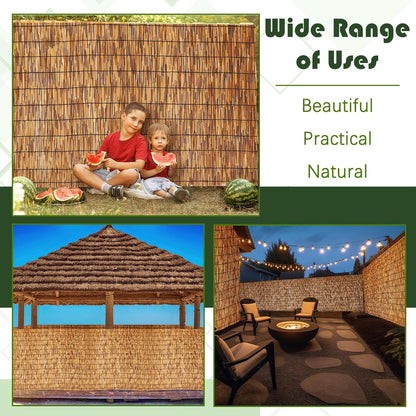 Barydat 1 Pcs 6 x 16.4 ft Bamboo Privacy Screen, Reed Fence Roller Patio Decorative Fences Reed Screen Curtain for Garden Backyard Patio Balconies