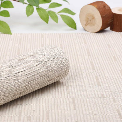 Myir JUN Placemats Set of 6, Vinyl Woven Placemats Place Mats Indoor Washable Table Mats Non-Slip Place mats for Dining Table (B-White, Set of 6)