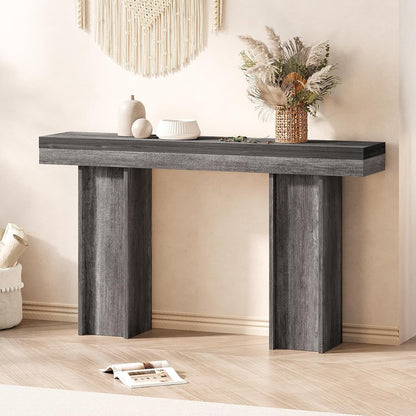 55Inch Farmhouse Console Table,Wooden Rectangular Sofa Table Behind The Couch,Entryway Console Table with Storage for Living Room, Hallway,Entrance (Grey)