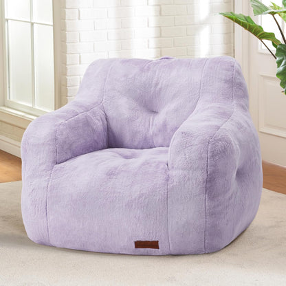 Hobestluk Bean Bag Chair for Adult Small Bean Bag Chairs with Arms Furry Beanbag Chair with Foam Filler Stuffed Bean Bag Sofa for Reading in Bedroom Living Room and Dorms (Purple)