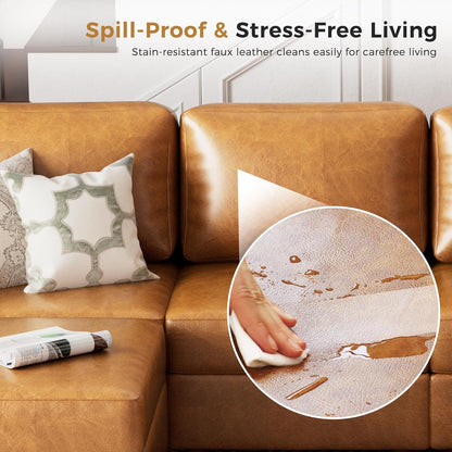 Faux Leather Oversized Accent Chair with Storage Deep Seat Single Sofa Large Reading Armchair for Living Room Bedroom Office Brown Set of 2