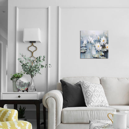 TAIJXAGSG Modern Canvas Wall Art Decor Prints Paintings Wall Decorations White Flowers Artwork for Bedroom Kitchen Office Decor 13"×13" bathroom decor wall