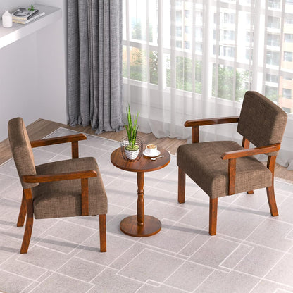 Accent Chair Set of 2 with Table, Living Room Chairs with Soft Seat & Armrests for Living Room Bedroom Reading Room Waiting Room (Brown), (AC01)
