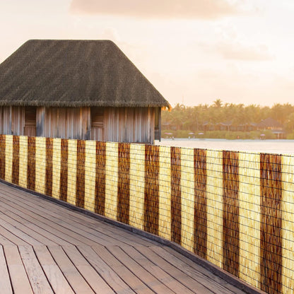 Natural Reed Fencing Rolls,6FT X 16.4FT Reed Screen Curtain Fence Covering Privacy Bamboo for Outdoor Backyard Patio（Stripy）