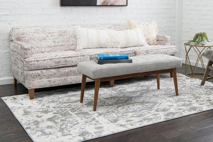 Unique Loom Rosso Collection Vintage, Geometric, Bohemian, Traditional, Distressed, Southwestern Area Rug, Rectangular 5' 0" x 8' 0", Light Gray/Ivory