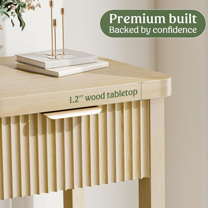 Lulive 51" Fluted Console Table for Entryway, Entryway Table with 3 Wooden Drawers, Farmhouse Behind Sofa Table for Living Room, Hallway, Couch, Foyer