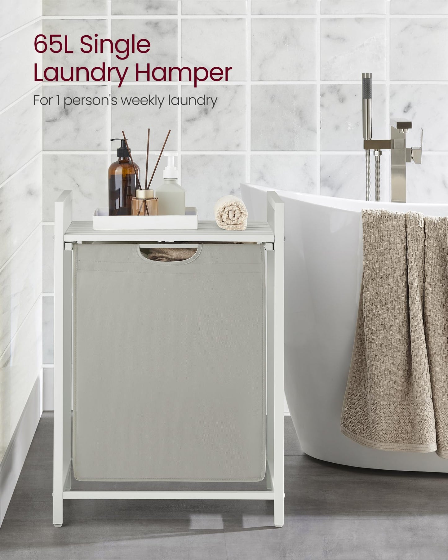 VASAGLE Laundry Hamper, Laundry Basket, Laundry Sorter with A Pull-Out and Removable Bag, Shelf