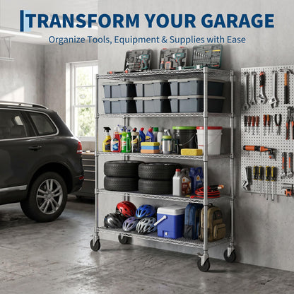 Garvee 82"H Storage Shelves with Wheels, NSF Wire Shelving Rack for Kitchen