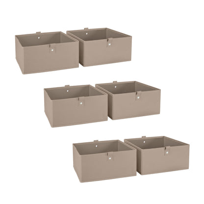 RiverRidge Folding Storage Bins - 6-Pack of 5in Tall Taupe Cubes
