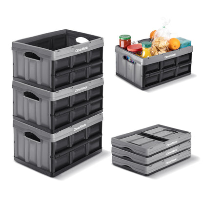 CleverMade Collapsible Storage Bins, 32L, 3 Pack Foldable Storage, Stone