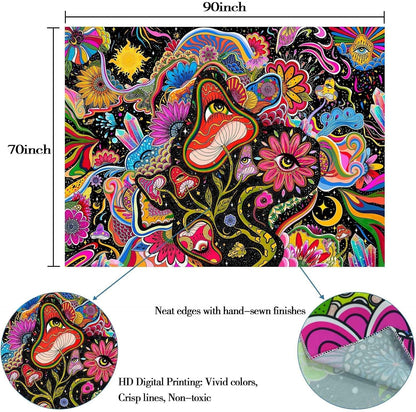 Lunerfex Mushroom Tapestry Pink Flowers Tapestry for Bedroom Aesthetic Tapestries Cute Floral Tapestries Wall Hanging for Bedroom and Living Room Decor Pink Flowers 70×90 Inches