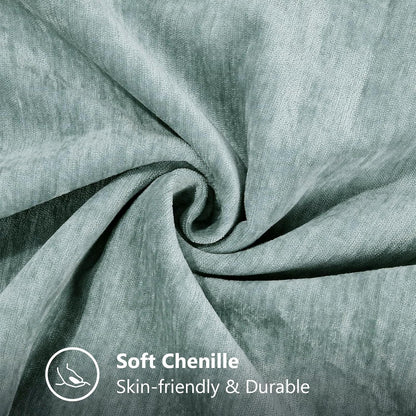 decorUhome Chenille Soft Throw Pillow Covers 20x20 Set of 2, Farmhouse Velvet Neutral Decorative Euro Pillow Covers with Stitched Edge for Couch Sofa Bed Home Decor, Aqua Haze