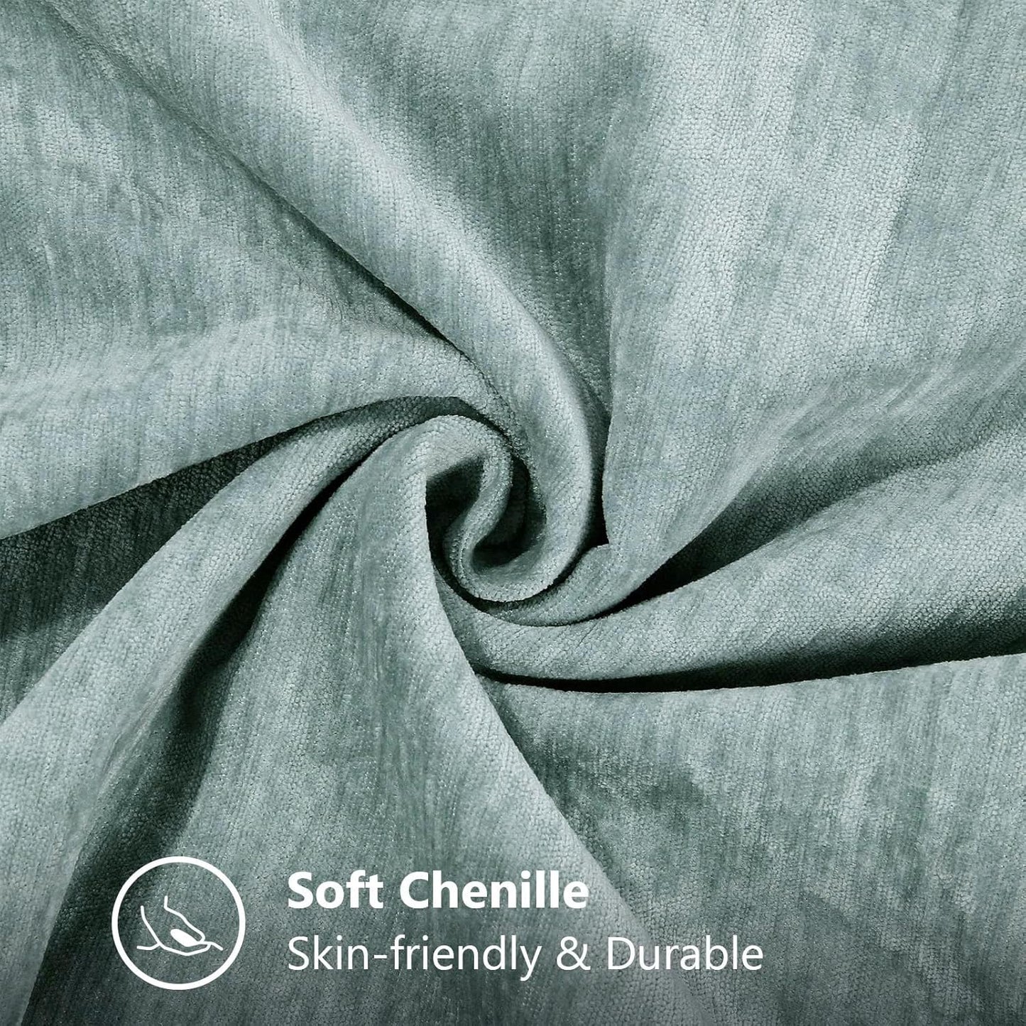 decorUhome Chenille Soft Throw Pillow Covers 16x16 Set of 2, Farmhouse Velvet Neutral Decorative Euro Pillow Covers with Stitched Edge for Couch Sofa Bed Home Decor, Aqua Haze