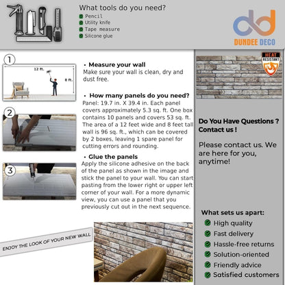 Dundee Deco 3D Wall Panels Faux Brick - Cladding Light Brown Grey Stone Look Wall Paneling, Styrofoam, Sample, Size 10 x 10 in.