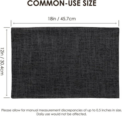 Placemats Set of 8, Bilayer Thickened Linen Place Mats Heat Resistant Machine Washable Wrinkle Free Carefully Selected Polyester Mats for Kitchen/Dining/Coffee Table (Charcoal Grey)