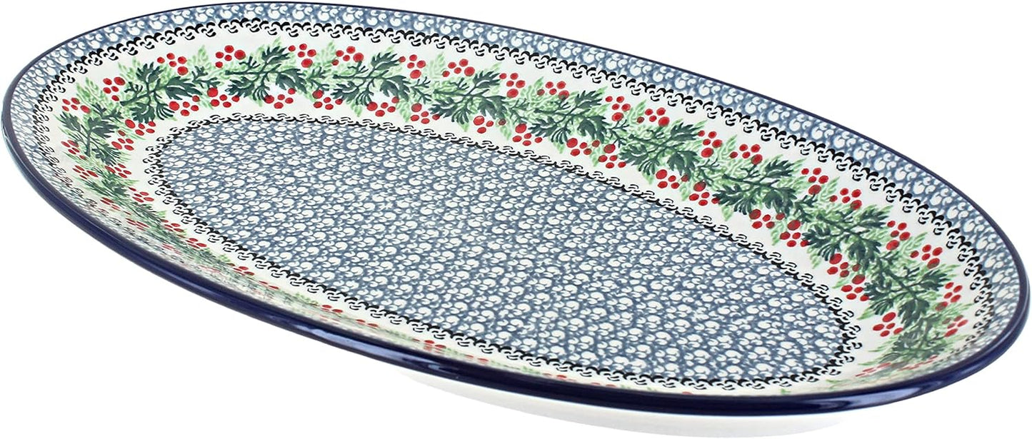 Blue Rose Polish Pottery Noelle Oval Platter