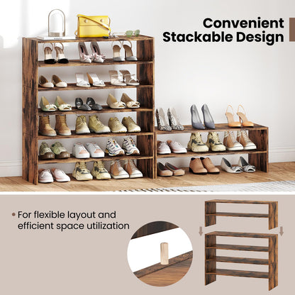 Giantex 3-in-1 Vertical Shoe Rack, 6-Tier Free Standing Shoe Storage Organizer w/Stackable Design