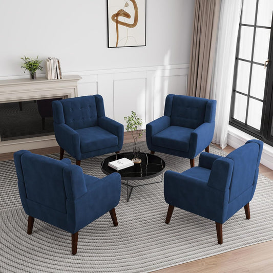 UIXE Accent Chair, Velvet Upholstered Armchair for Living Room, Modern Club Arm Chairs Comfy Single