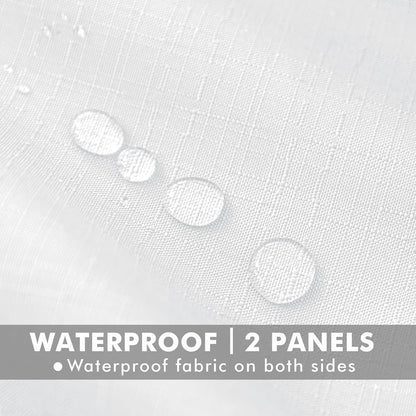 HolidayIdeas 4 Panels Linen Outdoor Curtains for Patio Waterproof White Curtains 84 Inch Length Set-Wide Curtains Weatherproof, Privacy, Textured for Pergola, Porch, Gazebo-110 Wide x 84" Long