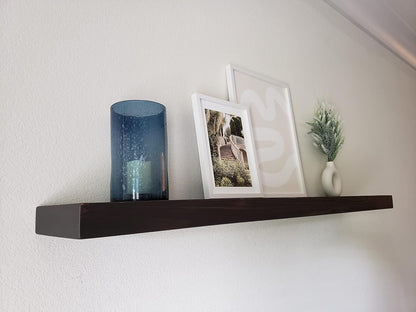 joelsantiques - 42 Inch Wooden Floating Shelves for Wall - 42x6x2 in - Made of Natural Wood - Long Heavy Duty Rustic Wall Shelves for Bedroom - Perfect for Living Room, Kitchen - Black