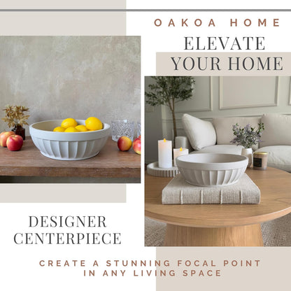 OAKOA Decorative Fruit Bowl for Kitchen Counter - Large Decorative Bowl for Home Decor - Concrete Decor Bowl for Keys Entryway Table - Modern Centerpiece Coffee Table Bowl