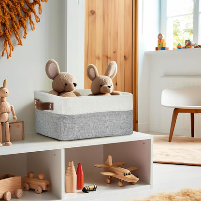 DECOMOMO Small Storage Basket, Closet Storage Bins, Baskets for Organizing Shelves (Grey & White, Small - 6 Pack)