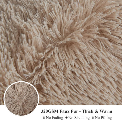XeGe Luxury Faux Fur Throw, Soft 50x60 Fluffy Blanket, Shaggy Plush Decorative Couch Blanket, Winter Fall Cute Fuzzy Furry Lap Throw for Office Bedroom Living Room Khaki