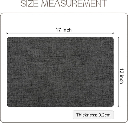 Romanstile Vinyl Placemats Set of 12-12 X 18 Inch - Heat Resistant Place Mats 100% Waterproof Oilproof Wipeable Reversible Faux Leather Table Mats for Kitchen/Dining/Party/Outdoor, Charcoal