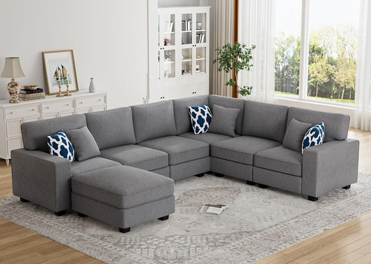 L Lengend Vansen Modular Sectional Sofa U Shaped Couch with Ottoman Modern Reversible Corner