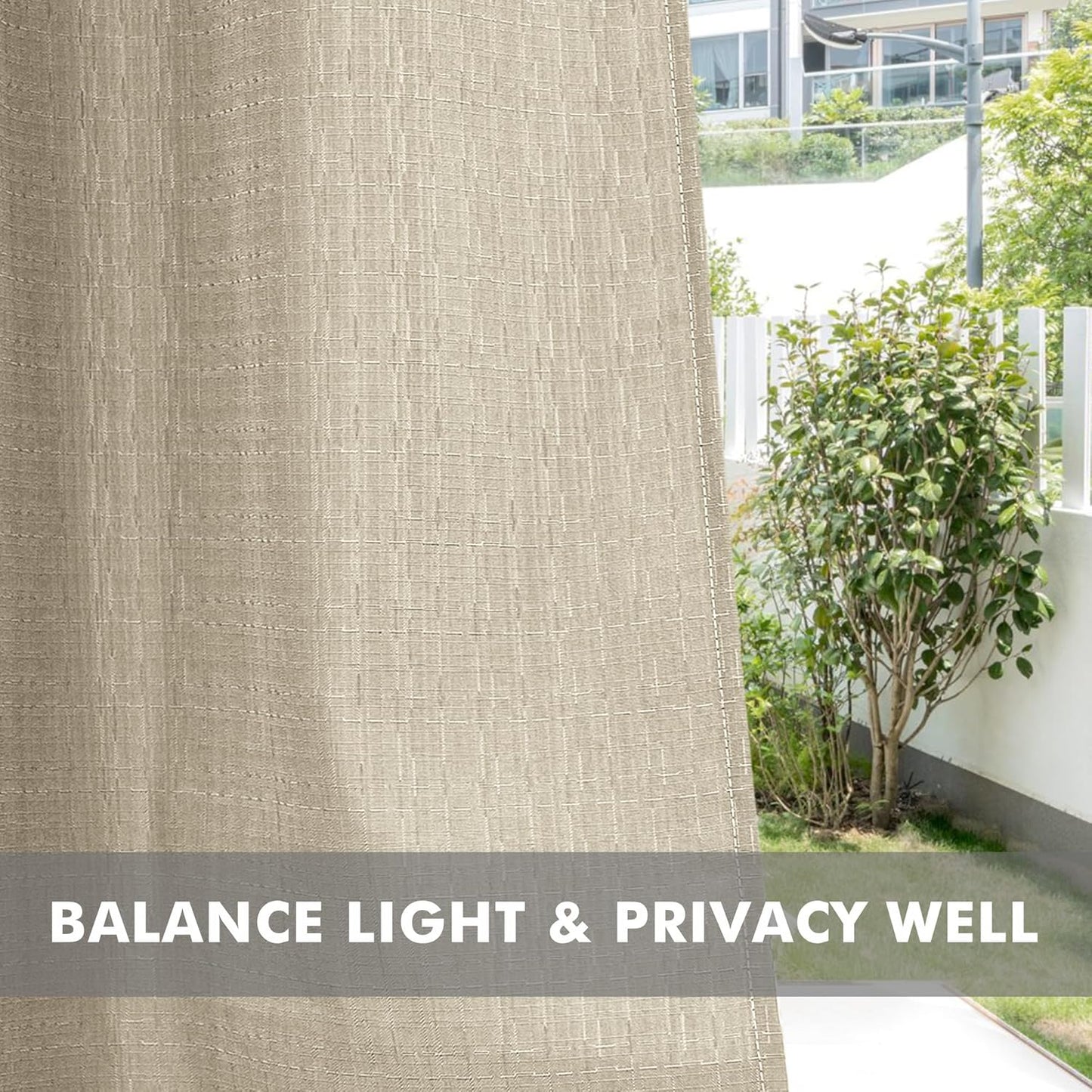 HolidayIdeas 4 Panels Outdoor Curtains for Patio Waterproof-Cream Outside Linen Weatherproof Privacy Curtains 54"x84"-Outside/Indoor Curtains Weighted for Living Room, Pergola, Porch, Cabana, Gazebo