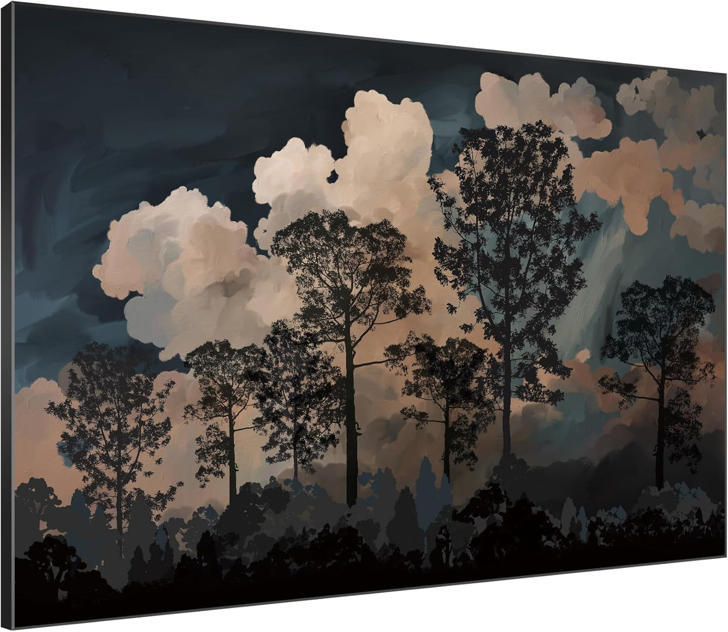 SIGNWIN 46"x60" Extra Large Framed Wall Art Silhouetted Trees at Dusk, Dramatic Forest and Cloudscape for Home Living Room Bedroom Decor (Frame Assembly Required)