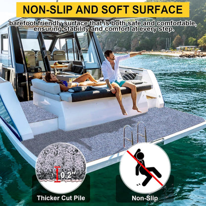 Marine Carpet,6 FT x 10 FT Blue-Gray Indoor Outdoor Carpet 0.2" Thick Boat Carpet with Water-Proof TPE Backing, Non-Slide Outdoor Marine Carpet Roll for Home, Patio, Porch, Deck