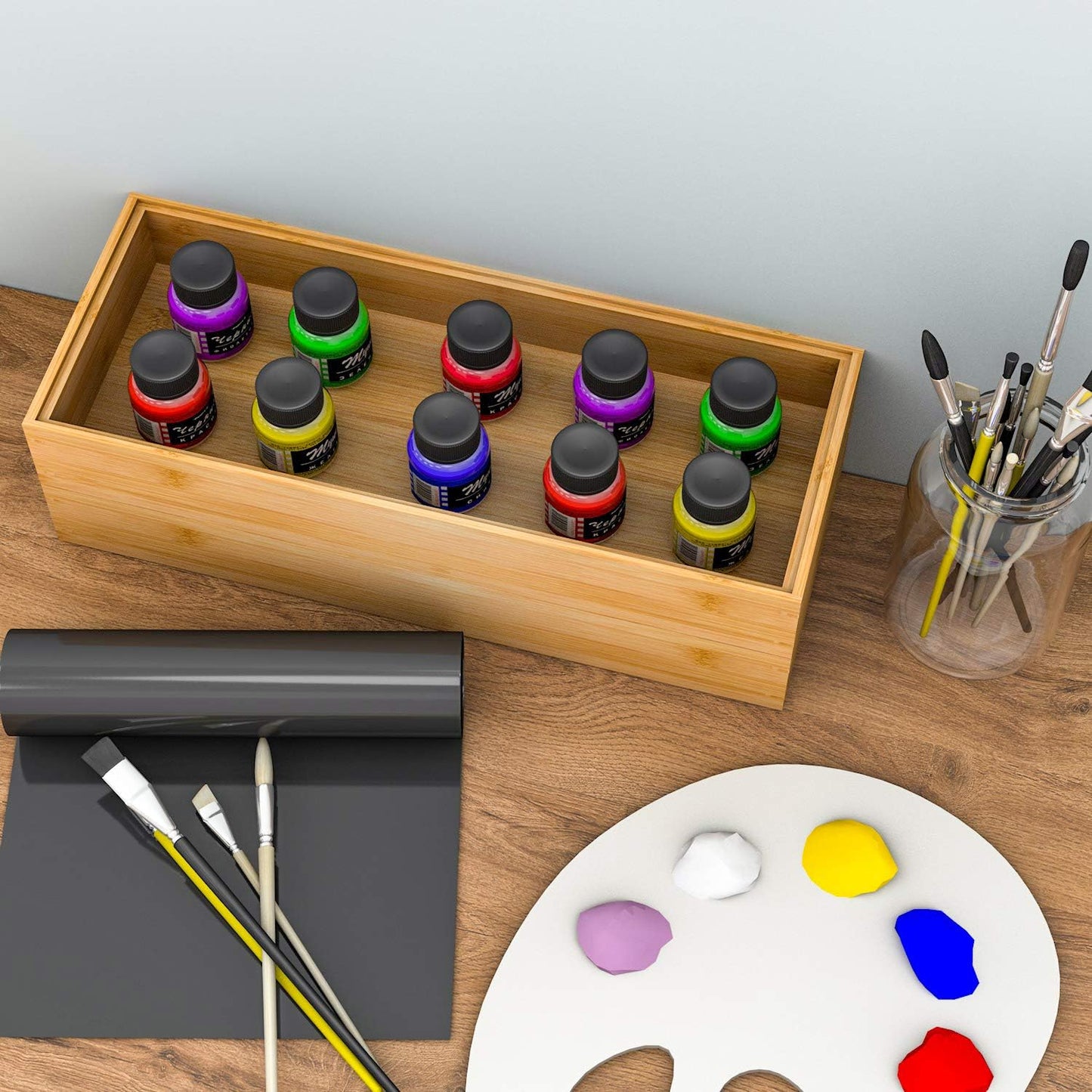 Drawer Organizer Storage Box Kitchen - Wood Stackable Tray Utensil Organizer for Office Drawers,Cabinets,Shelves,Pantry,or Bathroom Counter,Drawer Dividers for Silverware Set of 2（15x6x2.5inch）