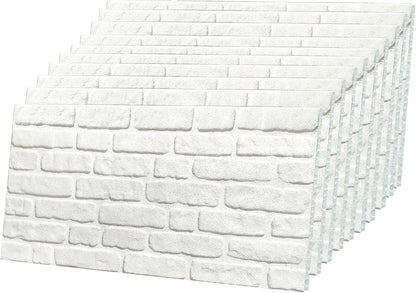 IZODEKOR 3D Stone Effect Wall Panels - Faux Stone Paneling for Living Room, Kitchen, Bathroom and More | Snow White - Pack of 10 Covers 53 sq ft