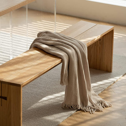 lifein Throw Blanket for Couch, Soft Boho Decor Bed Throw,Cozy Beige Knitted Chenille Small Farmhouse Lightweight Throw for Spring(Beige,50 * 60")