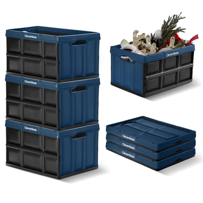 CleverMade Collapsible Storage Bins, 46L, 3 Pack Foldable Storage, Ocean
