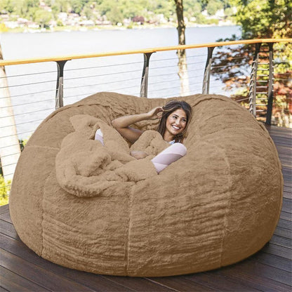 Big Huge Giant Bean Bag Chair for Adults, (No Filler) Bean Bag Chairs in Multiple Sizes and Colors Giant Foam-Filling Required- Machine Washable Covers, Double Stitched Seams (Khaki,6FT)