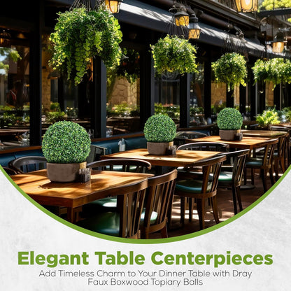 DRAY Premium 20.87" Faux Boxwood Balls – Set of 2 Artificial Topiary Spheres for Outdoor & Indoor Use – Realistic, UV-Resistant, Weatherproof Decorative Greenery – Check Measurements